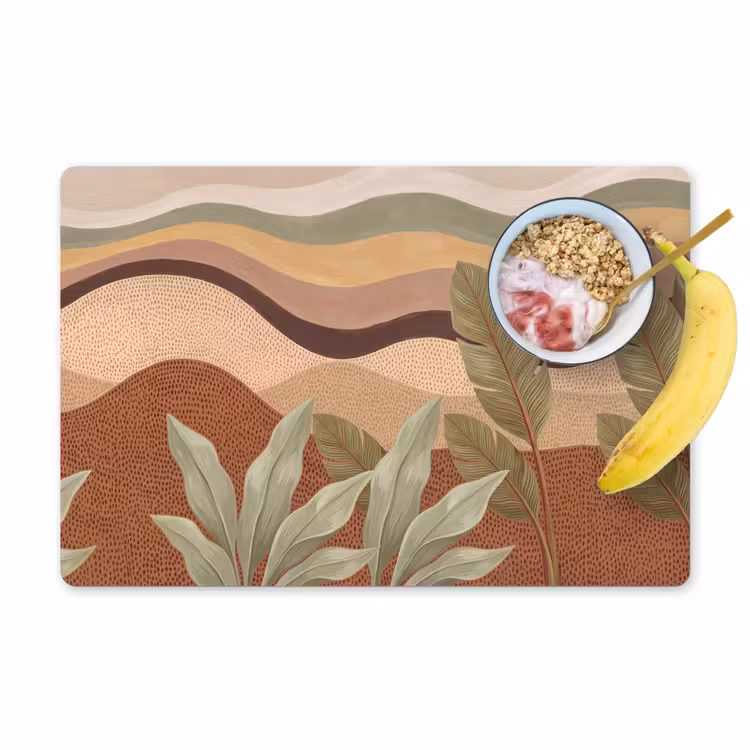 Placemat - 6 stuks - Natuur - Bladeren - Landschap - Abstract - Aardetinten — 1