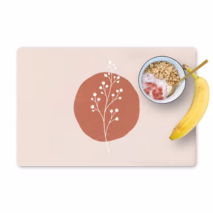 Placemat - 6 stuks - Plant - Tak - Abstract - Modern - Wit — 1