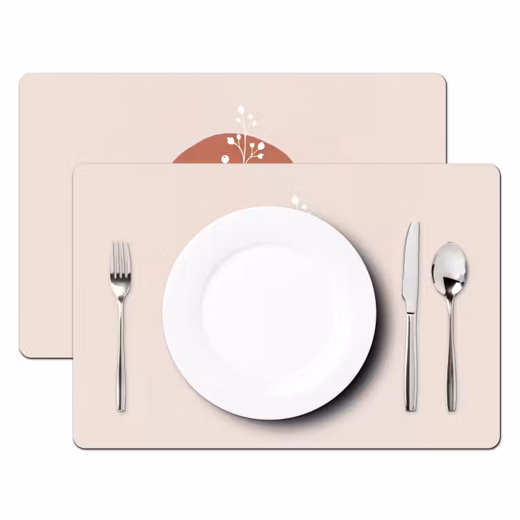 Placemat - 6 stuks - Plant - Tak - Abstract - Modern - Wit — 2