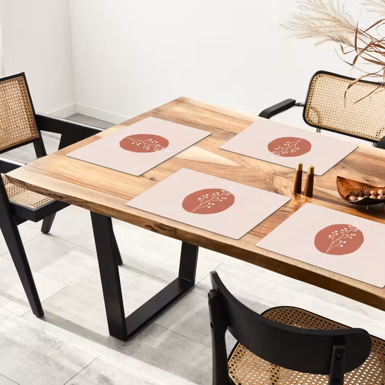 Placemat - 6 stuks - Plant - Tak - Abstract - Modern - Wit — 5
