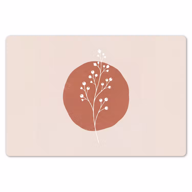 Placemat - 6 stuks - Plant - Tak - Abstract - Modern - Wit — 7