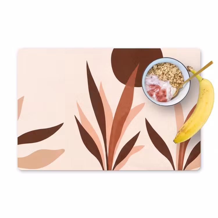 Placemat - 6 stuks - Planten - Abstract - Natuur - Bruin — 1