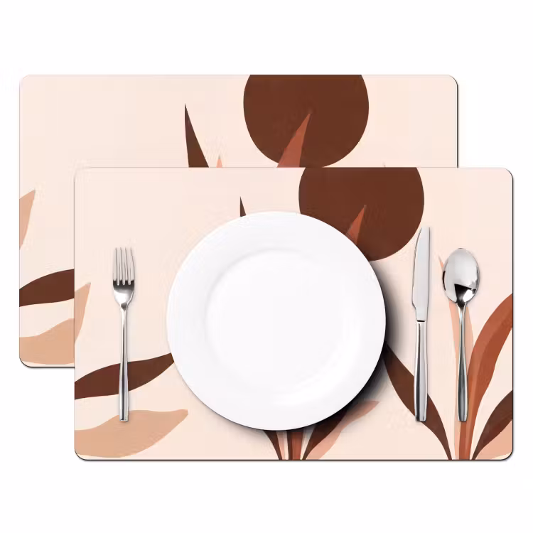 Placemat - 6 stuks - Planten - Abstract - Natuur - Bruin — 2
