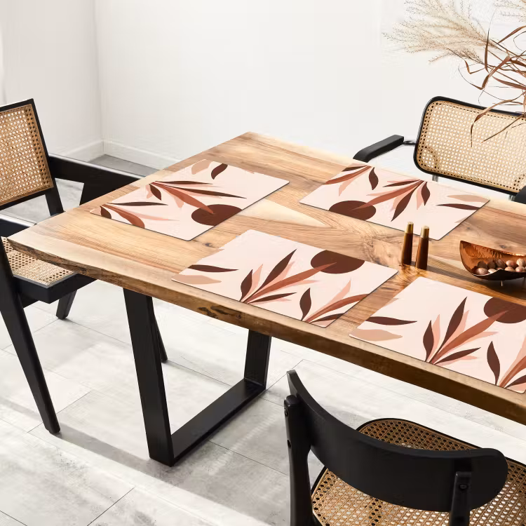 Placemat - 6 stuks - Planten - Abstract - Natuur - Bruin — 5