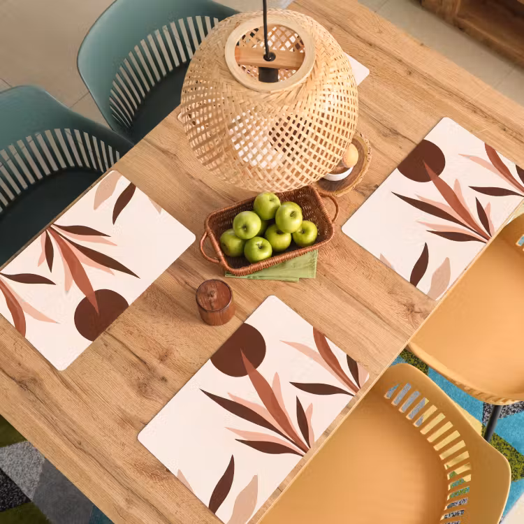 Placemat - 6 stuks - Planten - Abstract - Natuur - Bruin — 6