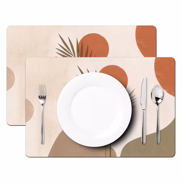Placemat - 6 stuks - Planten - Bladeren - Abstract - Modern - Beige — 2