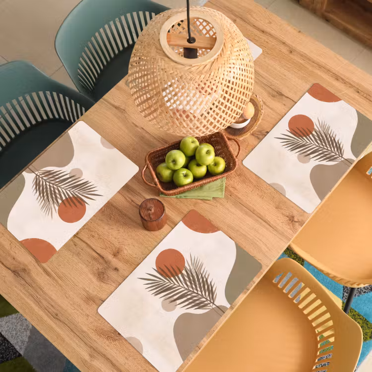 Placemat - 6 stuks - Planten - Bladeren - Abstract - Modern - Beige — 6
