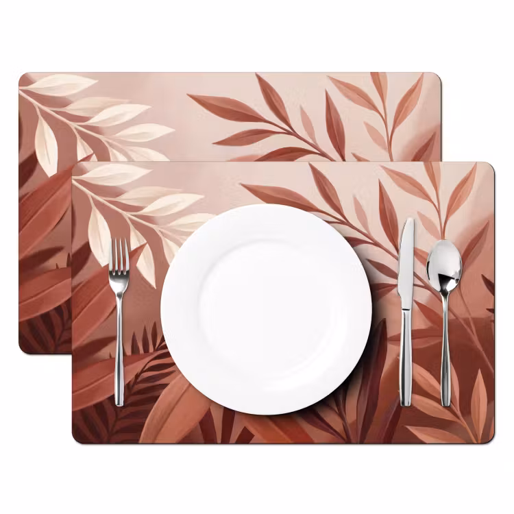 Placemat - 6 stuks - Planten - Bladeren - Botanisch - Modern - Bruin — 2