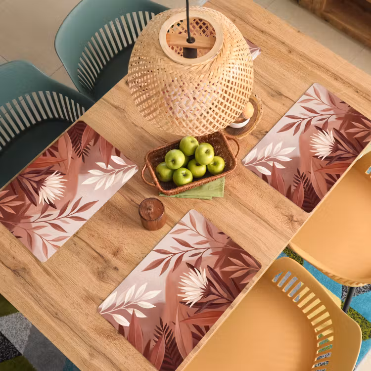Placemat - 6 stuks - Planten - Bladeren - Botanisch - Modern - Bruin — 6