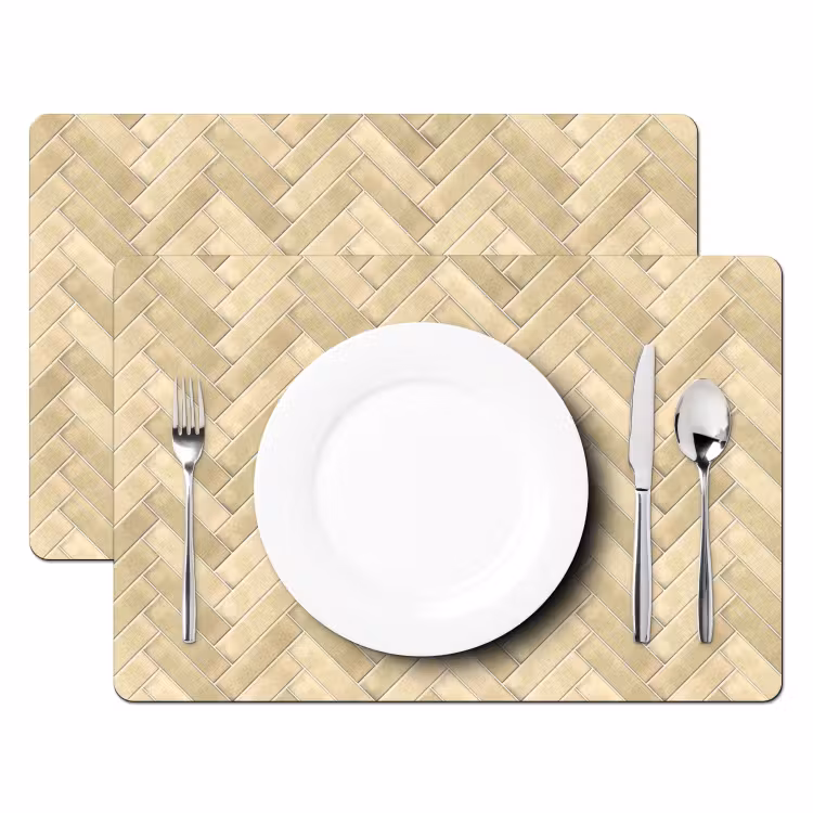 Placemat - 6 stuks - Visgraat - Tegel - Zand — 2