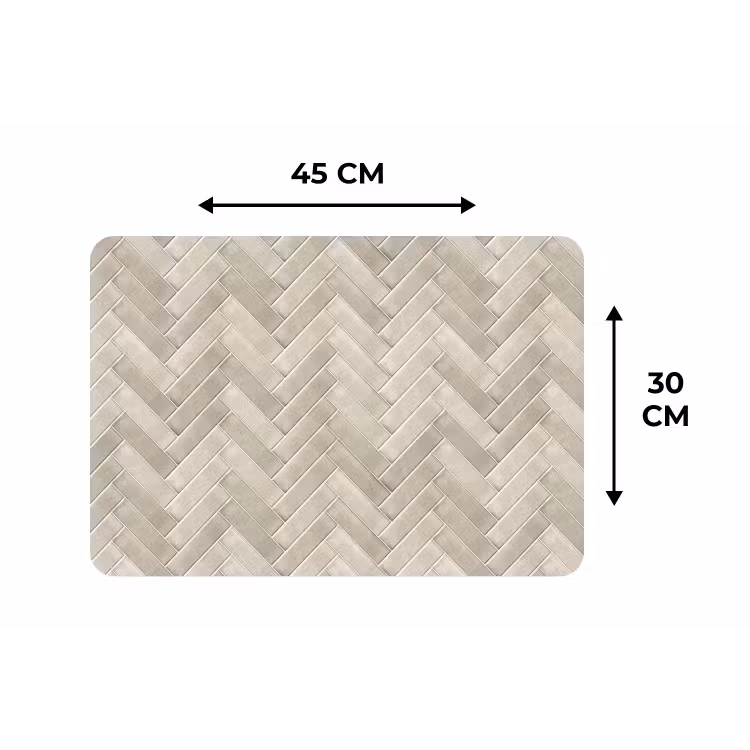 Placemat - 6 stuks - Visgraat - Wandtegel - Beige — 3