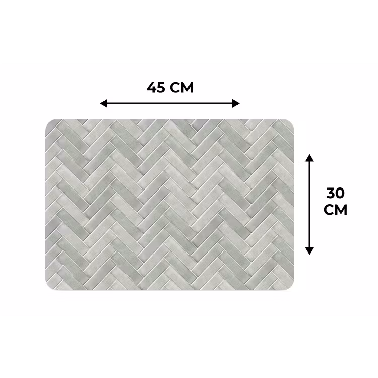 Placemat - 6 stuks - Visgraat - Wandtegel - Grijs — 3