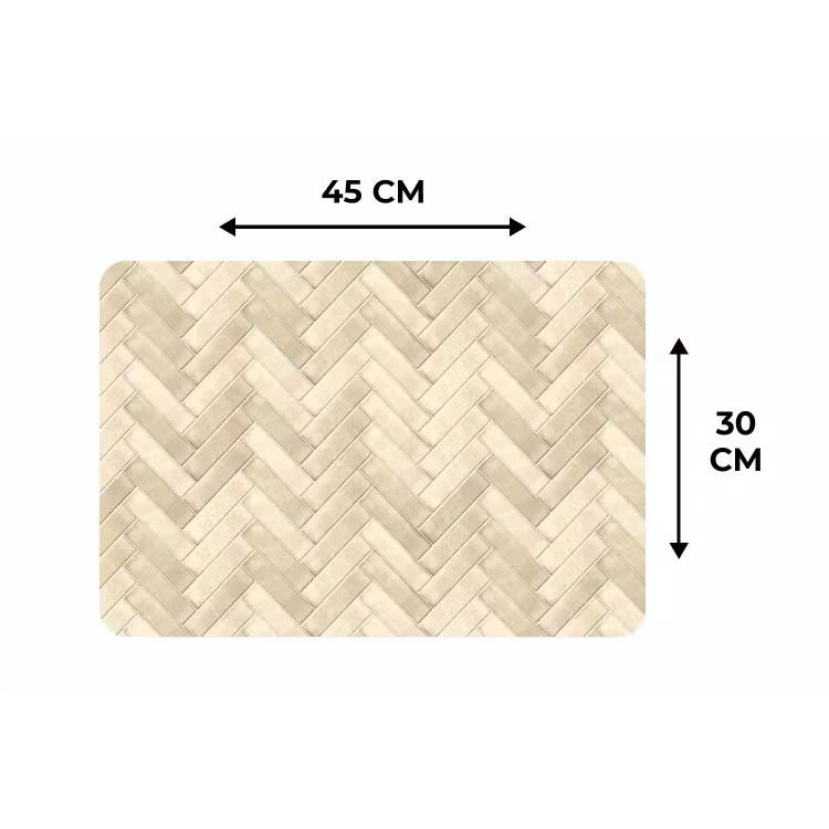 Placemat - 6 stuks - Visgraat - Wandtegel - Licht Beige — 3