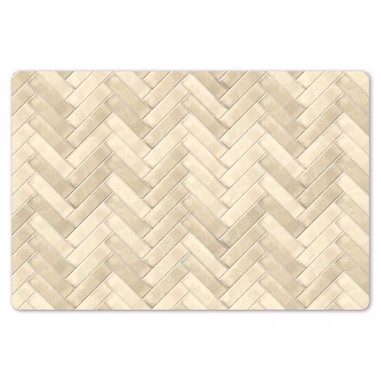 Placemat - 6 stuks - Visgraat - Wandtegel - Licht Beige — 7