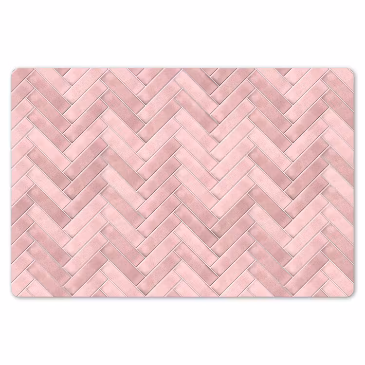 Placemat - 6 stuks - Visgraat - Wandtegel - Lichtroze — 7