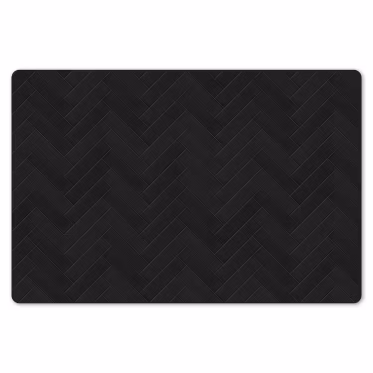 Placemat - 6 stuks - Visgraat - Wandtegel - Mat - Zwart — 7