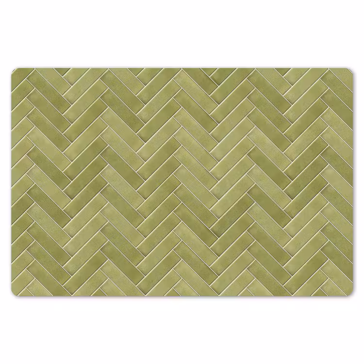 Placemat - 6 stuks - Visgraat - Wandtegel - Olijfgroen — 7