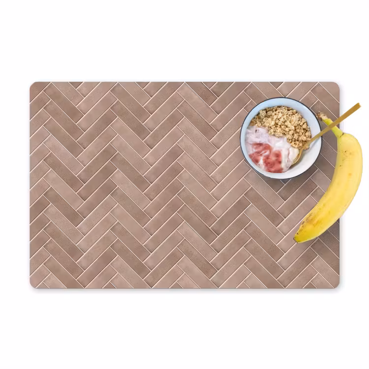 Placemat - 6 stuks - Visgraat - Wandtegel - Oudroze - Terracotta — 1