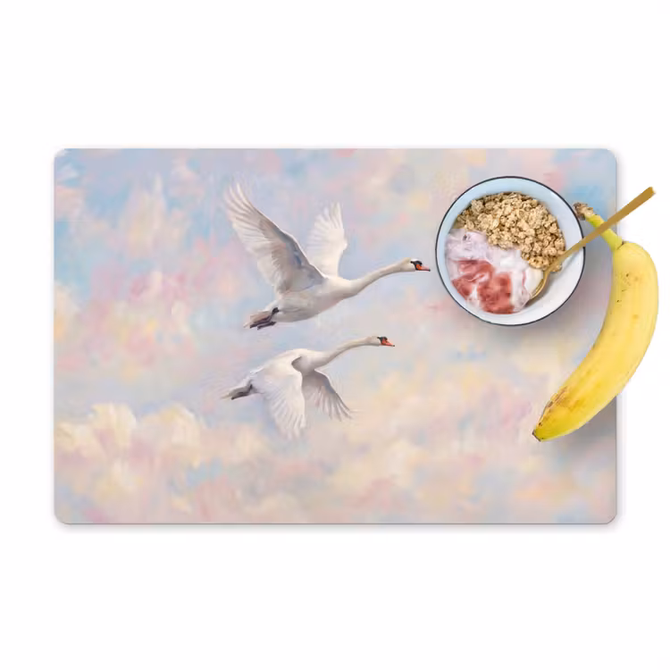 Placemat - 6 stuks - Vogel - Vliegend - Lucht - Modern - Pastel — 1