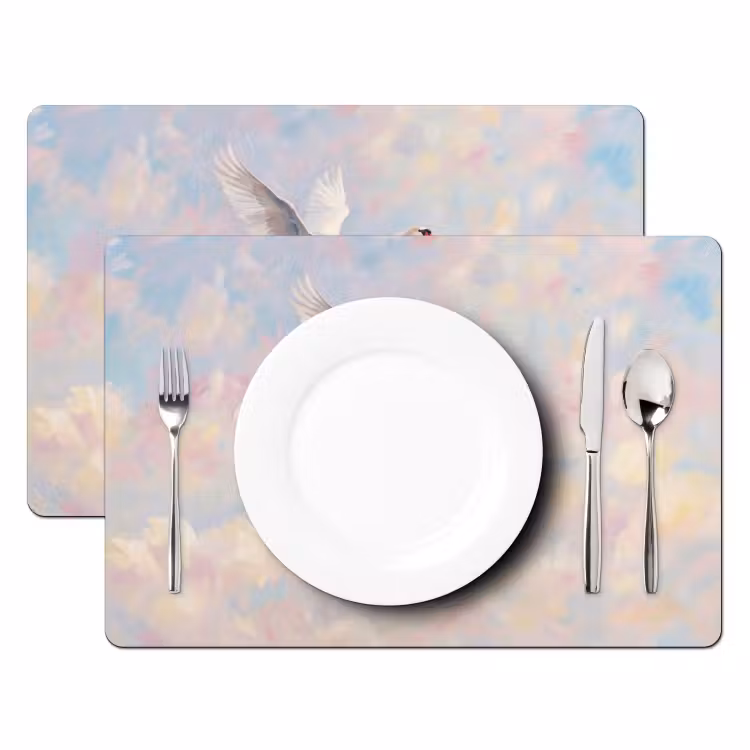 Placemat - 6 stuks - Vogel - Vliegend - Lucht - Modern - Pastel — 2
