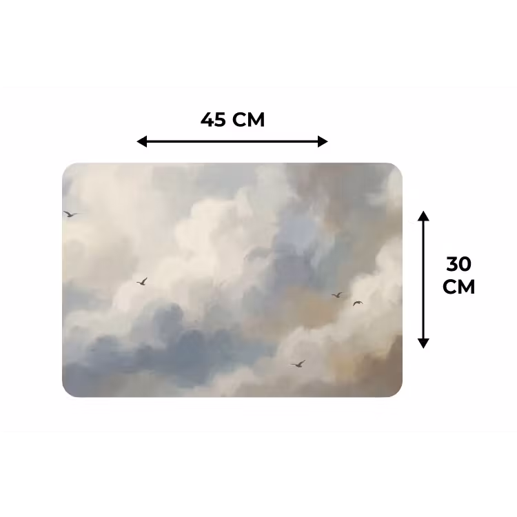 Placemat - 6 stuks - Vogel - Wolken - Natuur - Modern - Grijs — 3