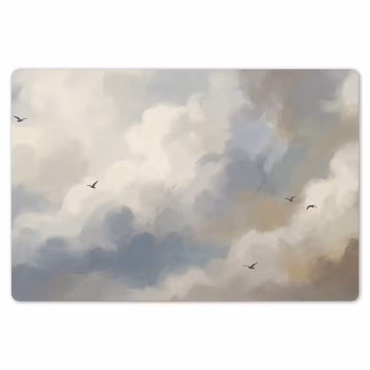 Placemat - 6 stuks - Vogel - Wolken - Natuur - Modern - Grijs — 7