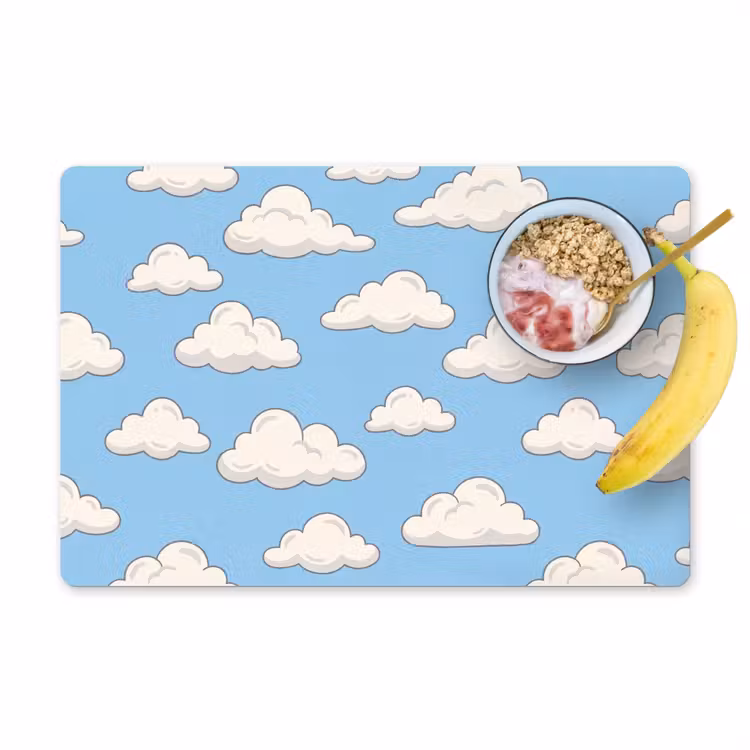 Placemat - 6 stuks - Wolk - Cartoon - Lucht - Blauw - Wit — 1