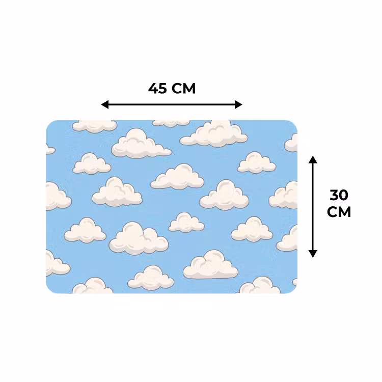 Placemat - 6 stuks - Wolk - Cartoon - Lucht - Blauw - Wit — 3