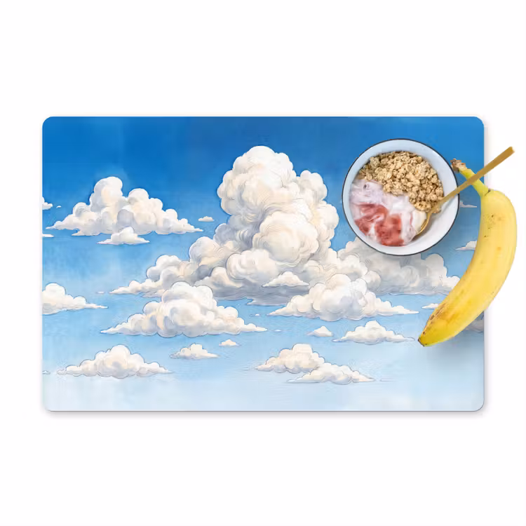 Placemat - 6 stuks - Wolken - Blauwe lucht - Natuur - Modern - Wit — 1