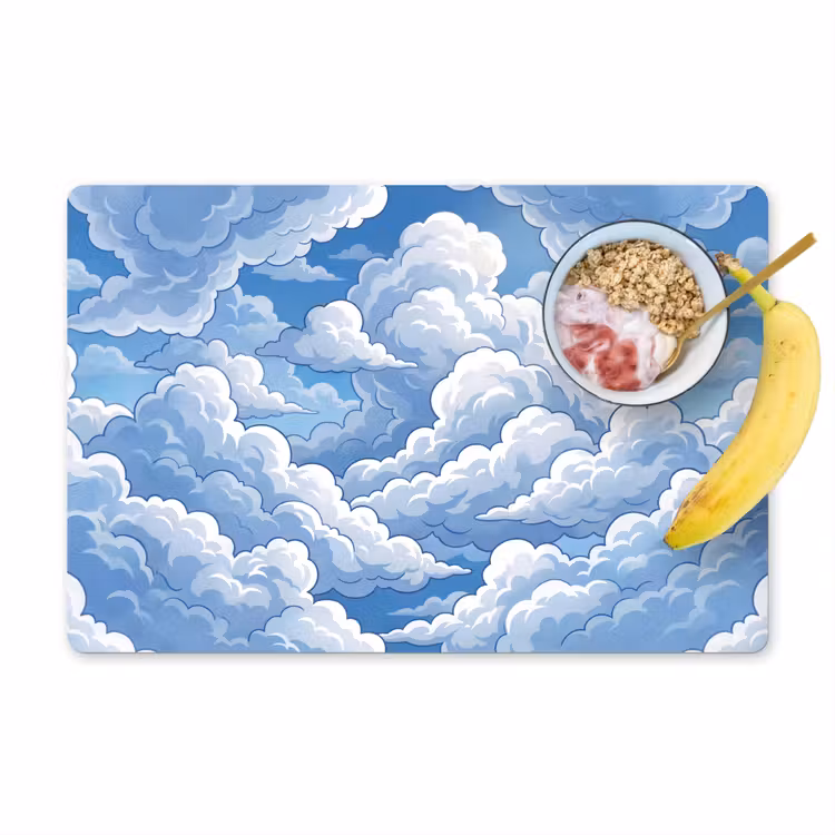 Placemat - 6 stuks - Wolken - Hemel - Abstract - Wit — 1