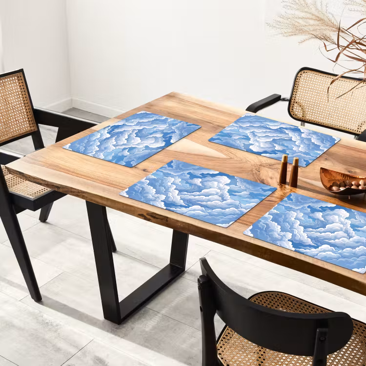 Placemat - 6 stuks - Wolken - Hemel - Abstract - Wit — 5