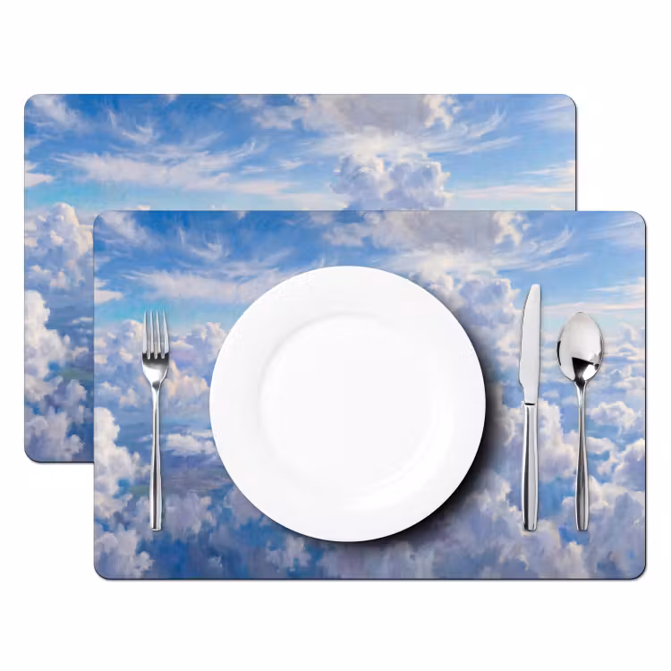 Placemat - 6 stuks - Wolken - Lucht - Natuur - Abstract - Blauw — 2