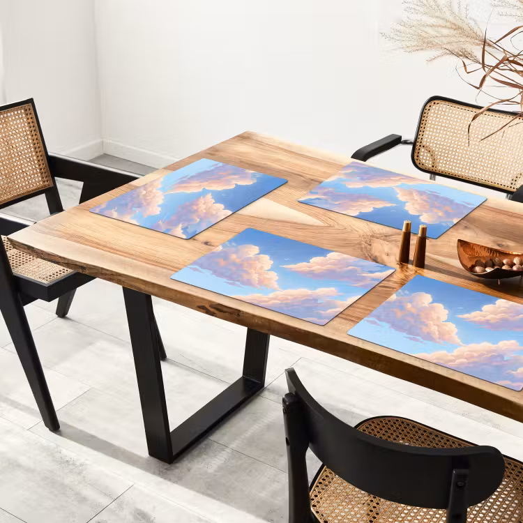 Placemat - 6 stuks - Wolken - Lucht - Natuur - Blauw — 5