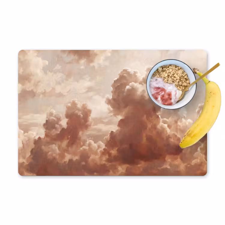Placemat - 6 stuks - Wolken - Lucht - Natuur - Modern - Bruin — 1