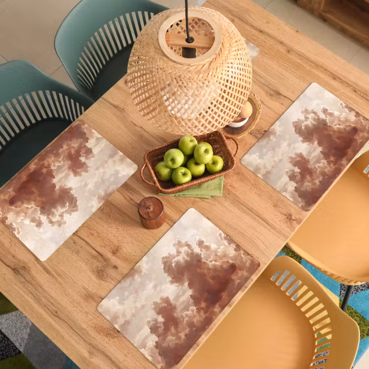 Placemat - 6 stuks - Wolken - Lucht - Natuur - Modern - Bruin — 6