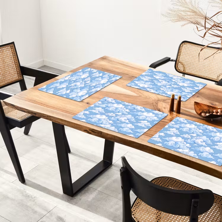 Placemat - 6 stuks - Wolken - Patroon - Hemel - Illustratie - Wit — 5