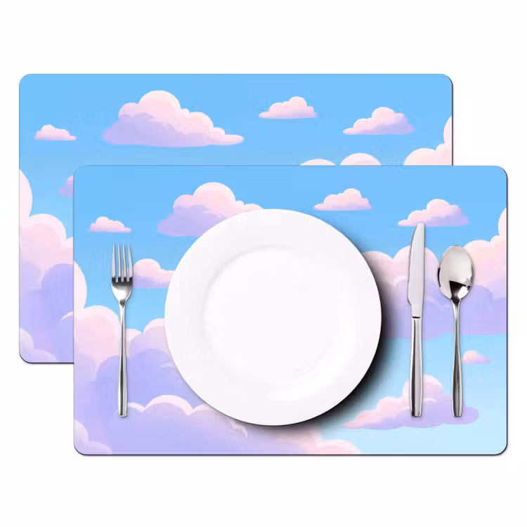 Placemat - 6 stuks - Wolken - Roze - Blauw - Natuur - Modern — 2