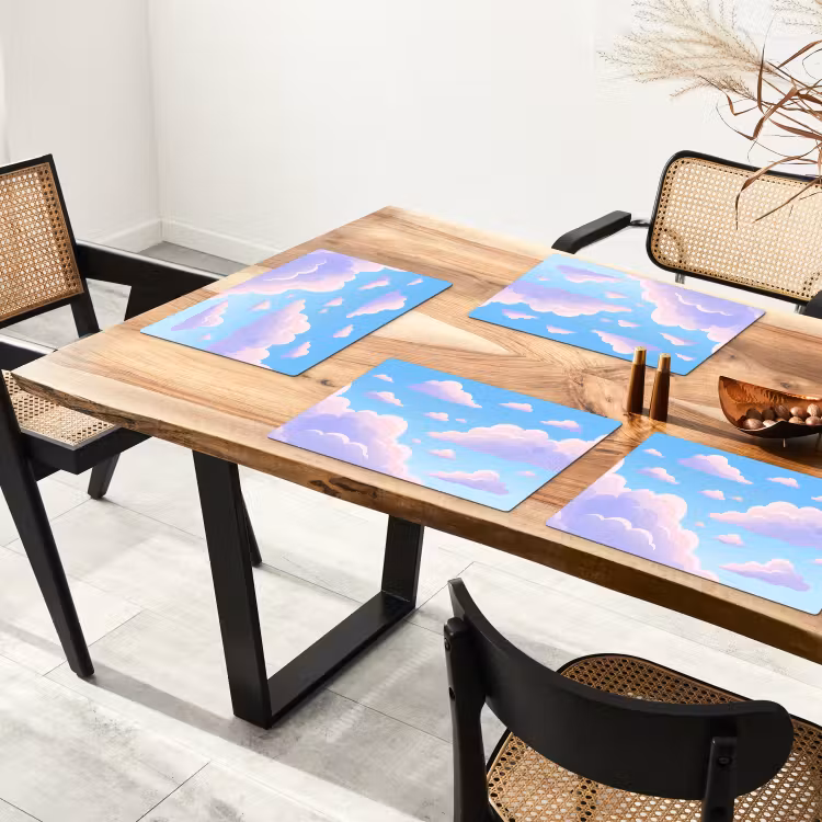 Placemat - 6 stuks - Wolken - Roze - Blauw - Natuur - Modern — 5