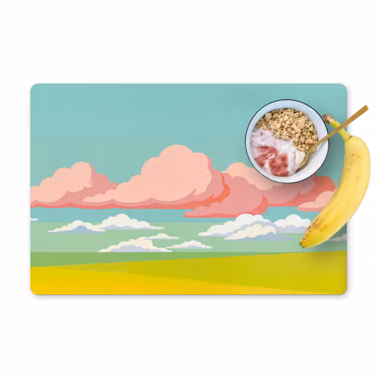 Placemat - 6 stuks - Wolken - Roze - Natuur - Modern - Pastel — 1