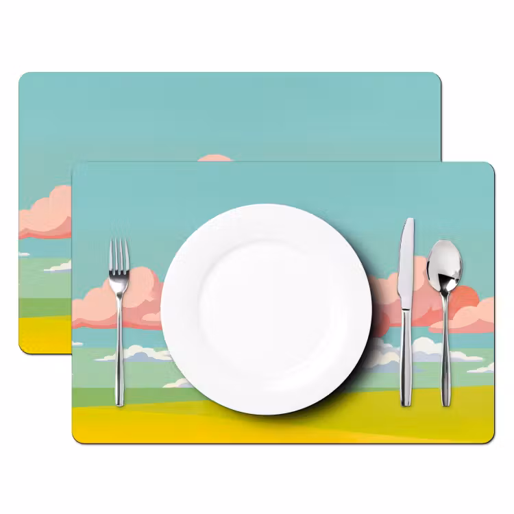 Placemat - 6 stuks - Wolken - Roze - Natuur - Modern - Pastel — 2