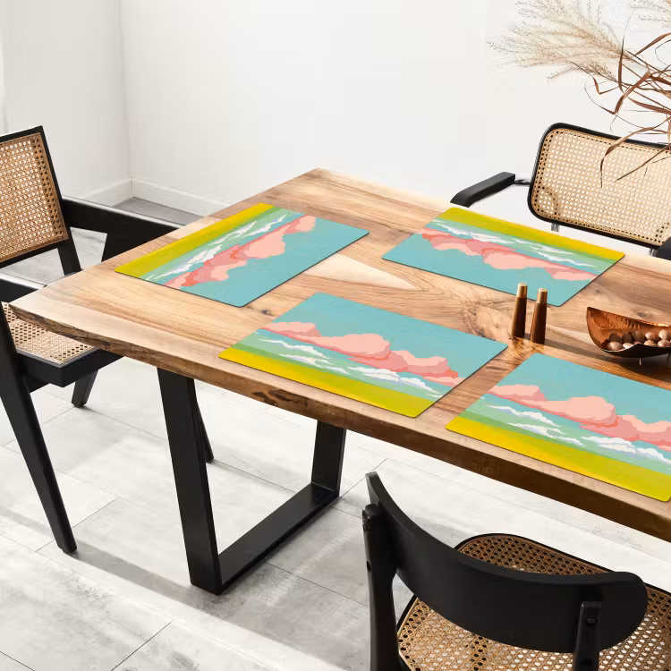 Placemat - 6 stuks - Wolken - Roze - Natuur - Modern - Pastel — 5