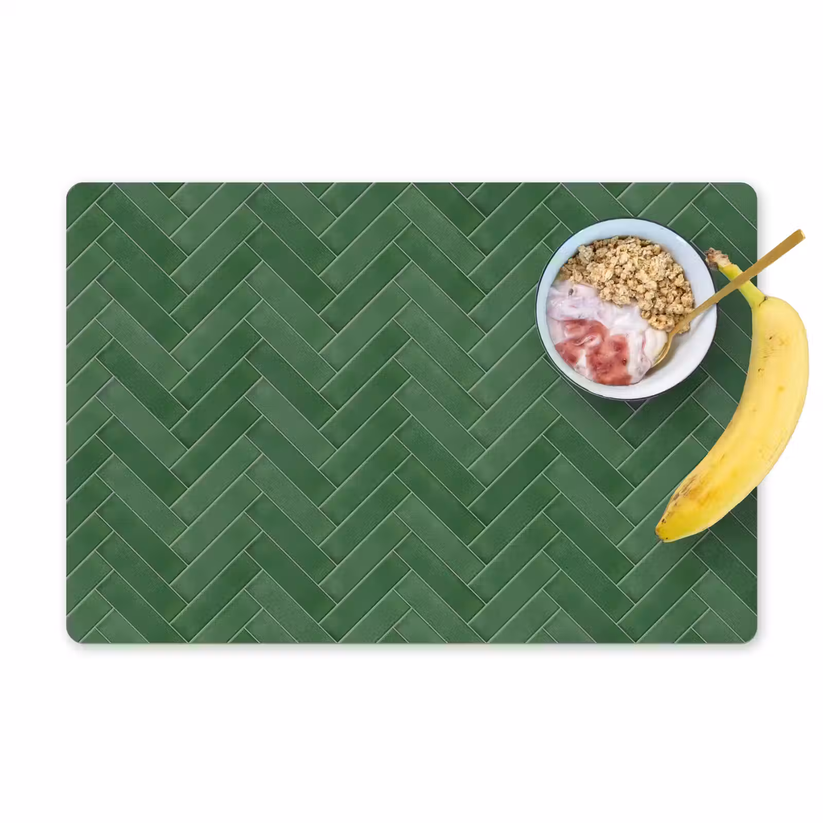 Placemat - 6 stuks - Visgraat - Wandtegel - Bosgroen — 1