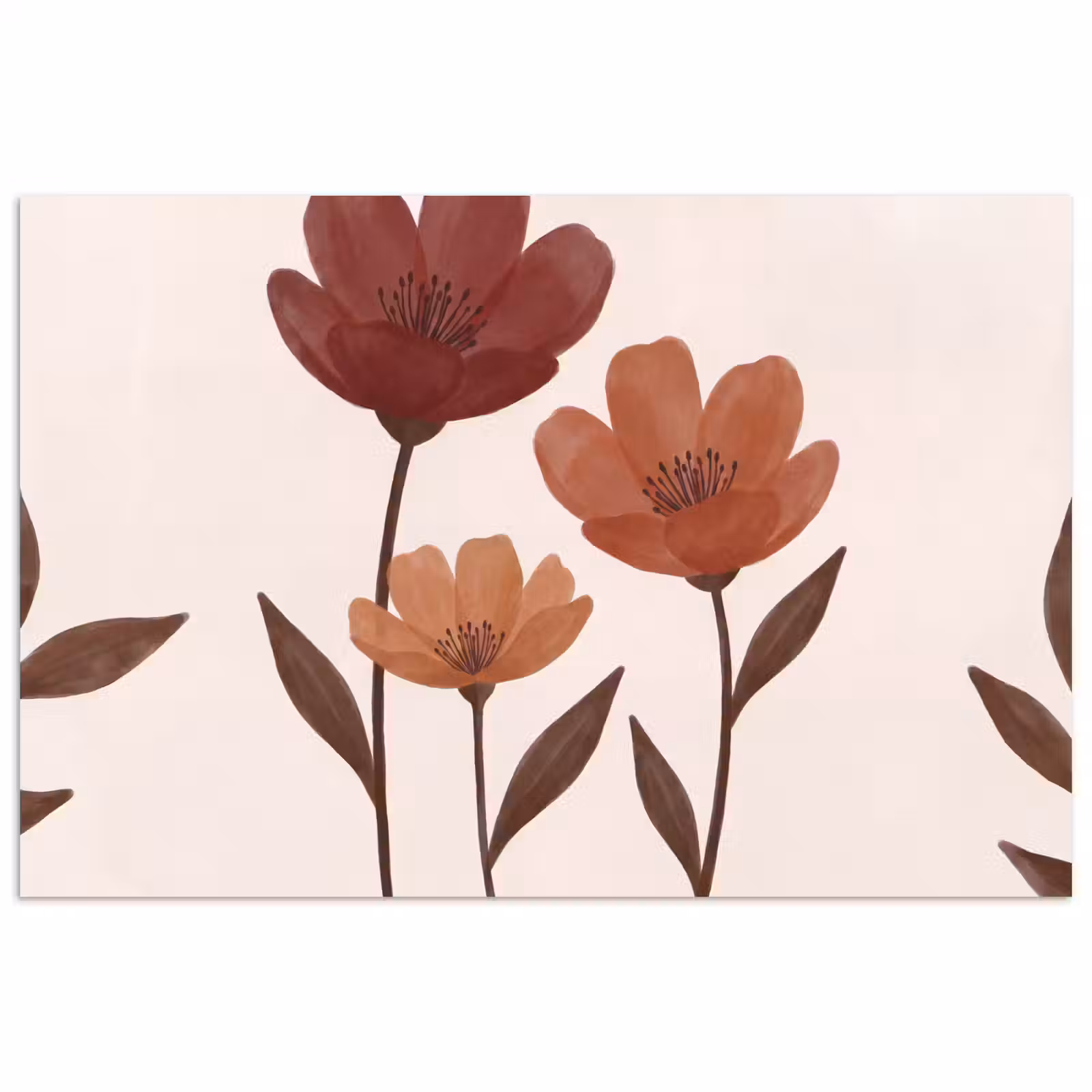 Poster - Bloemen - Abstract - Modern - Bruin - Decoratief — 1