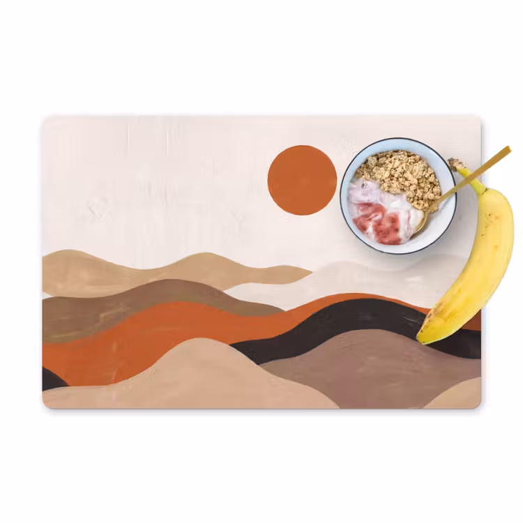 Placemat - 6 stuks - Landschap - Heuvels - Zon - Abstract - Oranje — 1