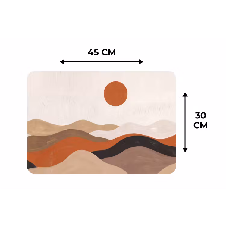 Placemat - 6 stuks - Landschap - Heuvels - Zon - Abstract - Oranje — 3