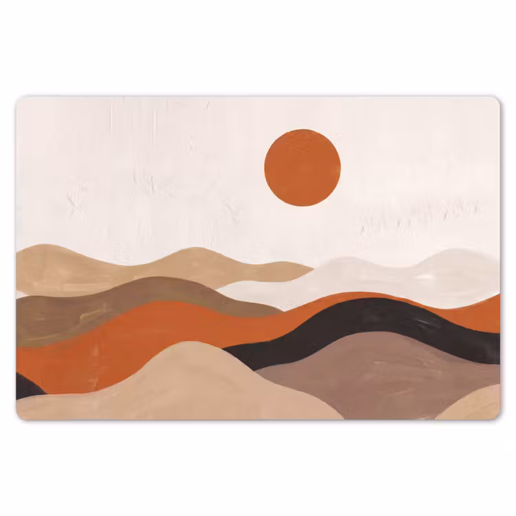 Placemat - 6 stuks - Landschap - Heuvels - Zon - Abstract - Oranje — 7