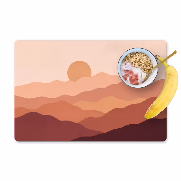 Placemat - 6 stuks - Natuur - Heuvels - Abstract - Modern - Oranje — 1