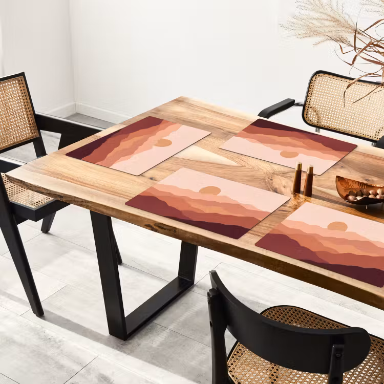 Placemat - 6 stuks - Natuur - Heuvels - Abstract - Modern - Oranje — 5