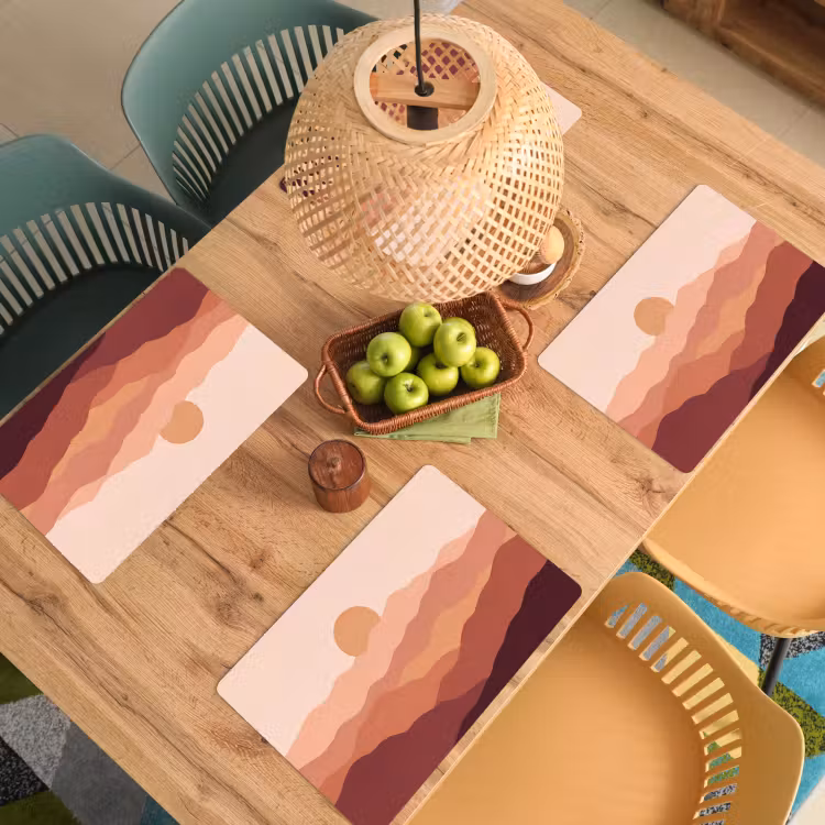 Placemat - 6 stuks - Natuur - Heuvels - Abstract - Modern - Oranje — 6