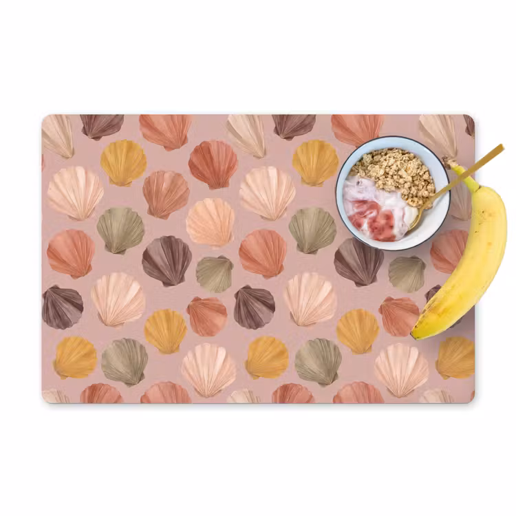 Placemat - 6 stuks - Schelp - Patroon - Zee - Aquarel - Aardetinten — 1